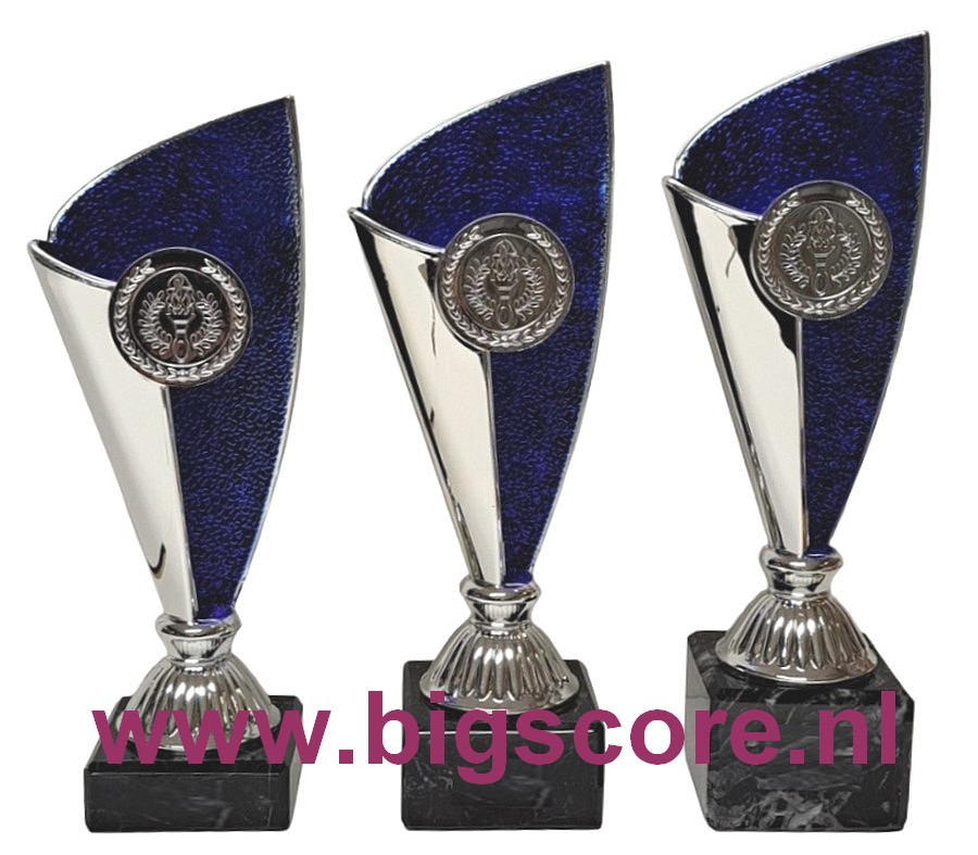 AUB 509 Kunststofbeker Blauw-Zilver Laatste Serie OP=OP!!